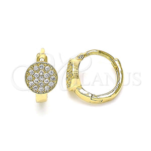 Argolla Huggie 02.210.0574.12 Oro Laminado, con Blanca Micro Pave, Pulido, Tono Dorado