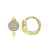 Argolla Huggie 02.210.0574.12 Oro Laminado, con Blanca Micro Pave, Pulido, Tono Dorado