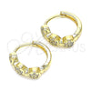 Argolla Huggie 02.210.0575.12 Oro Laminado, con Blanca Micro Pave, Pulido, Tono Dorado