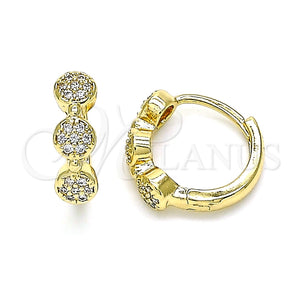 Argolla Huggie 02.210.0575.12 Oro Laminado, con Blanca Micro Pave, Pulido, Tono Dorado