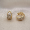 Argolla Huggie 02.210.0579.15 Oro Laminado, con Blanca Micro Pave, Pulido, Tono Dorado