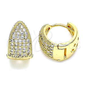 Argolla Huggie 02.210.0579.15 Oro Laminado, con Blanca Micro Pave, Pulido, Tono Dorado