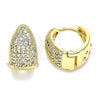 Argolla Huggie 02.210.0579.15 Oro Laminado, con Blanca Micro Pave, Pulido, Tono Dorado