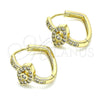Argolla Huggie 02.210.0583.20 Oro Laminado, Diseño de Ojo Griego, con Blanca Zirconia Cubica and Blanca Micro Pave, Pulido, Tono Dorado