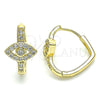 Argolla Huggie 02.210.0583.20 Oro Laminado, Diseño de Ojo Griego, con Blanca Zirconia Cubica and Blanca Micro Pave, Pulido, Tono Dorado