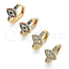 Argolla Huggie 02.210.0583.20 Oro Laminado, Diseño de Ojo Griego, con Blanca Zirconia Cubica and Blanca Micro Pave, Pulido, Tono Dorado