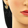 Argolla Huggie 02.210.0584.1.20 Oro Laminado, Diseño de Mariposa, con Multicolor Micro Pave, Pulido, Tono Dorado