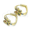 Argolla Huggie 02.210.0584.1.20 Oro Laminado, Diseño de Mariposa, con Multicolor Micro Pave, Pulido, Tono Dorado