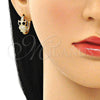 Argolla Huggie 02.210.0585.20 Oro Laminado, Diseño de Búho, con Blanca Micro Pave and Negro Zirconia Cubica, Pulido, Tono Dorado