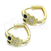 Argolla Huggie 02.210.0585.20 Oro Laminado, Diseño de Búho, con Blanca Micro Pave and Negro Zirconia Cubica, Pulido, Tono Dorado