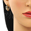 Argolla Huggie 02.210.0585.1.20 Oro Laminado, Diseño de Búho, con Multicolor Micro Pave and Negro Zirconia Cubica, Pulido, Tono Dorado