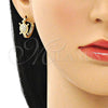 Argolla Huggie 02.210.0586.20 Oro Laminado, Diseño de Tortuga, con Blanca Micro Pave, Pulido, Tono Dorado