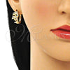 Argolla Huggie 02.210.0587.20 Oro Laminado, Diseño de Delfín, con Blanca and Negro Micro Pave, Pulido, Tono Dorado