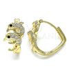 Argolla Huggie 02.210.0587.20 Oro Laminado, Diseño de Delfín, con Blanca and Negro Micro Pave, Pulido, Tono Dorado