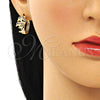 Argolla Huggie 02.210.0587.1.20 Oro Laminado, Diseño de Delfín, con Multicolor Micro Pave, Pulido, Tono Dorado