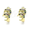 Argolla Huggie 02.210.0587.1.20 Oro Laminado, Diseño de Delfín, con Multicolor Micro Pave, Pulido, Tono Dorado