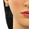 Juego de Arete y Dije de Adulto 10.156.0380 Oro Laminado, Diseño de Ãrbol, con Blanca Zirconia Cubica, Pulido, Tono Dorado