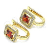 Argolla Huggie 02.210.0588.12 Oro Laminado, con Granate Zirconia Cubica and Blanca Micro Pave, Pulido, Tono Dorado