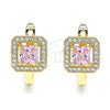 Argolla Huggie 02.210.0588.1.12 Oro Laminado, con Rosado Zirconia Cubica and Blanca Micro Pave, Pulido, Tono Dorado