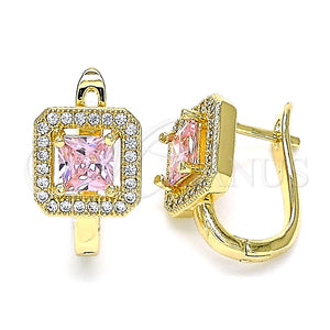 Argolla Huggie 02.210.0588.1.12 Oro Laminado, con Rosado Zirconia Cubica and Blanca Micro Pave, Pulido, Tono Dorado