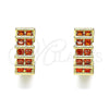 Argolla Huggie 02.210.0589.12 Oro Laminado, con Granate Zirconia Cubica, Pulido, Tono Dorado