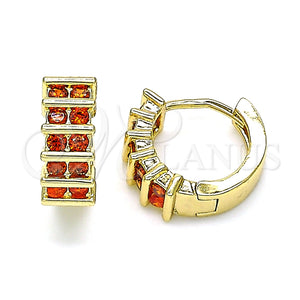 Argolla Huggie 02.210.0589.12 Oro Laminado, con Granate Zirconia Cubica, Pulido, Tono Dorado