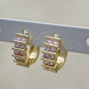 Argolla Huggie 02.210.0589.1.12 Oro Laminado, con Rosado Zirconia Cubica, Pulido, Tono Dorado