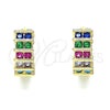 Argolla Huggie 02.210.0589.2.12 Oro Laminado, con Multicolor Zirconia Cubica, Pulido, Tono Dorado