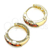 Argolla Huggie 02.210.0590.15 Oro Laminado, con Granate Zirconia Cubica, Pulido, Tono Dorado