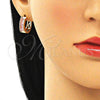 Argolla Huggie 02.210.0590.1.15 Oro Laminado, con Rosado Zirconia Cubica, Pulido, Tono Dorado