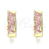 Argolla Huggie 02.210.0590.1.15 Oro Laminado, con Rosado Zirconia Cubica, Pulido, Tono Dorado