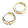 Argolla Huggie 02.210.0590.1.15 Oro Laminado, con Rosado Zirconia Cubica, Pulido, Tono Dorado