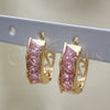 Argolla Huggie 02.210.0590.1.15 Oro Laminado, con Rosado Zirconia Cubica, Pulido, Tono Dorado