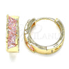 Argolla Huggie 02.210.0590.1.15 Oro Laminado, con Rosado Zirconia Cubica, Pulido, Tono Dorado