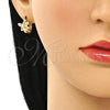 Argolla Huggie 02.210.0591.12 Oro Laminado, Diseño de Libélula, con Rosado Micro Pave, Pulido, Tono Dorado