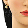 Argolla Huggie 02.210.0591.1.12 Oro Laminado, Diseño de Libélula, con Granate Micro Pave, Pulido, Tono Dorado