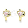 Argolla Huggie 02.210.0592.12 Oro Laminado, Diseño de Corazón, con Rosado Zirconia Cubica, Pulido, Tono Dorado