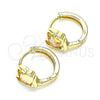 Argolla Huggie 02.210.0592.12 Oro Laminado, Diseño de Corazón, con Rosado Zirconia Cubica, Pulido, Tono Dorado