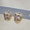 Argolla Huggie 02.210.0592.12 Oro Laminado, Diseño de Corazón, con Rosado Zirconia Cubica, Pulido, Tono Dorado