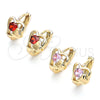 Argolla Huggie 02.210.0592.12 Oro Laminado, Diseño de Corazón, con Rosado Zirconia Cubica, Pulido, Tono Dorado