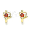 Argolla Huggie 02.210.0592.1.12 Oro Laminado, Diseño de Corazón, con Granate Zirconia Cubica, Pulido, Tono Dorado