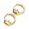 Argolla Huggie 02.210.0592.1.12 Oro Laminado, Diseño de Corazón, con Granate Zirconia Cubica, Pulido, Tono Dorado