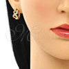 Argolla Huggie 02.210.0593.12 Oro Laminado, Diseño de Corazón, con Rosado Micro Pave, Pulido, Tono Dorado
