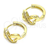 Argolla Huggie 02.210.0593.12 Oro Laminado, Diseño de Corazón, con Rosado Micro Pave, Pulido, Tono Dorado