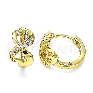 Argolla Huggie 02.210.0593.12 Oro Laminado, Diseño de Corazón, con Rosado Micro Pave, Pulido, Tono Dorado
