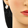 Argolla Huggie 02.210.0594.15 Oro Laminado, Diseño de Baguette, con Blanca Zirconia Cubica, Pulido, Tono Dorado