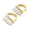 Argolla Huggie 02.210.0594.15 Oro Laminado, Diseño de Baguette, con Blanca Zirconia Cubica, Pulido, Tono Dorado