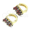 Argolla Huggie 02.210.0594.1.15 Oro Laminado, Diseño de Baguette, con Granate Zirconia Cubica, Pulido, Tono Dorado
