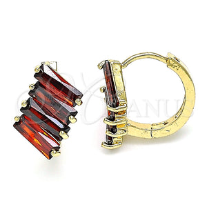 Argolla Huggie 02.210.0594.1.15 Oro Laminado, Diseño de Baguette, con Granate Zirconia Cubica, Pulido, Tono Dorado