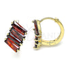 Argolla Huggie 02.210.0594.1.15 Oro Laminado, Diseño de Baguette, con Granate Zirconia Cubica, Pulido, Tono Dorado
